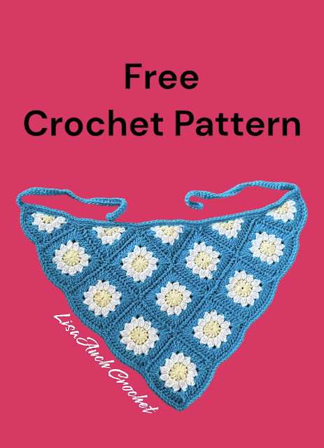 daisy flower crochet square headscarf pattern FREE