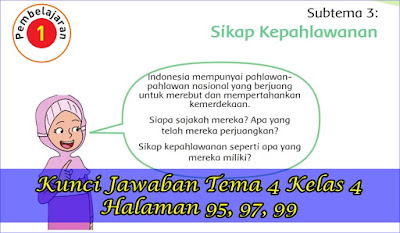  Sikap     Kepahlawanan kegiatan pembelajaran   Kunci Jawaban Buku Siswa Tema 5 Kelas 4 Subtema 3 Halaman 95, 97, 99 