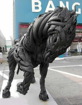 Sculptures from used tires