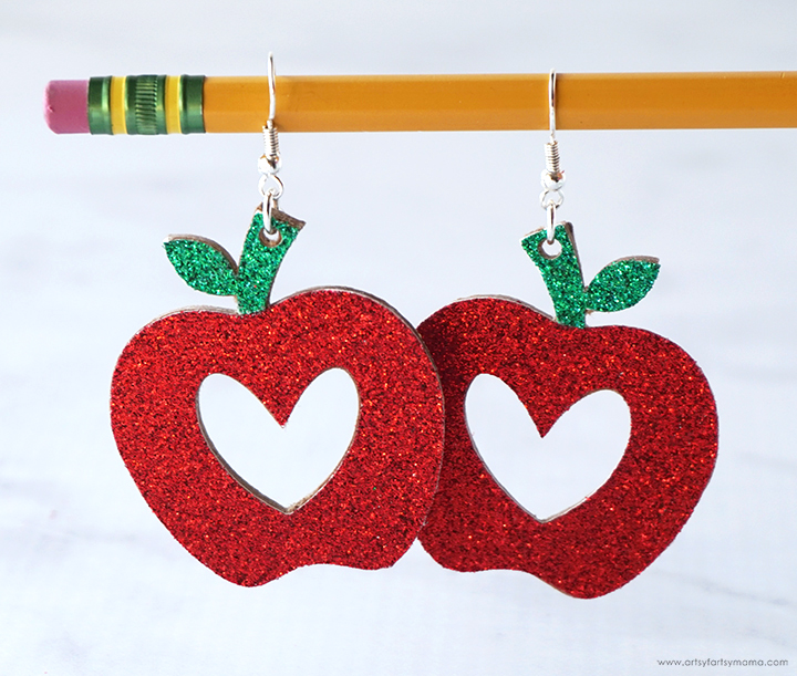 DIY Teacher Apple Earrings with 12 Free Earring Cut Files