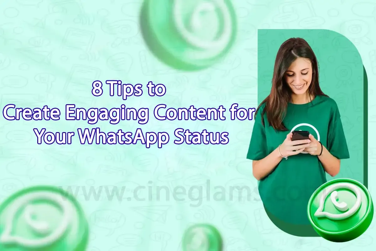 A person creating engaging WhatsApp Status content on their smartphone with text overlays, images, and videos to share with friends and followers