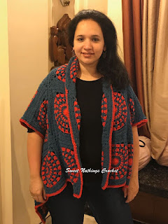 free crochet pattern, free crochet jacket pattern, free crochet kimono jacket pattern, free crochet assymetric jacket pattern, Phildar yarn, free crochet granny square, free crochet granny square jacket pattern, free crochet granny square assymetric jacket pattern,