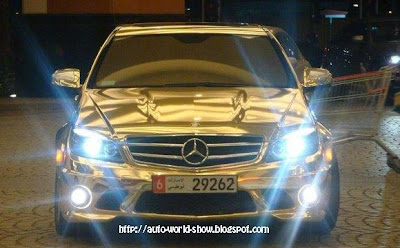 gold mercedes @ auto show