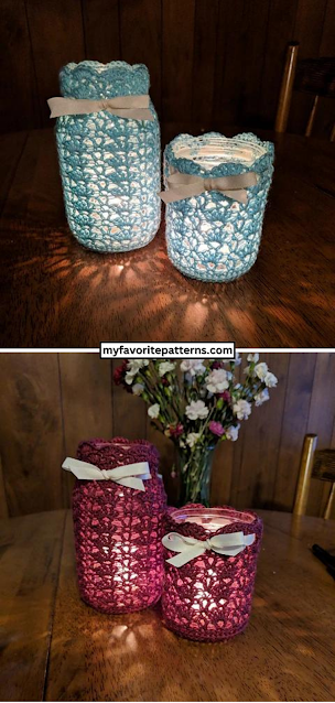 Lovely Crochet Lace Mason Jar Cover Tutorial