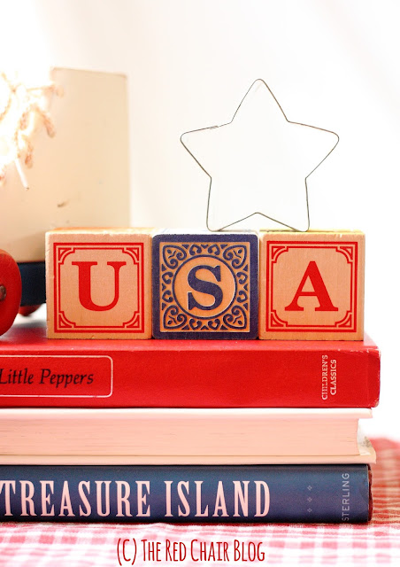 Easy DIY 4th Fourth of July decorating ideas using common household items from The Red Chair Blog