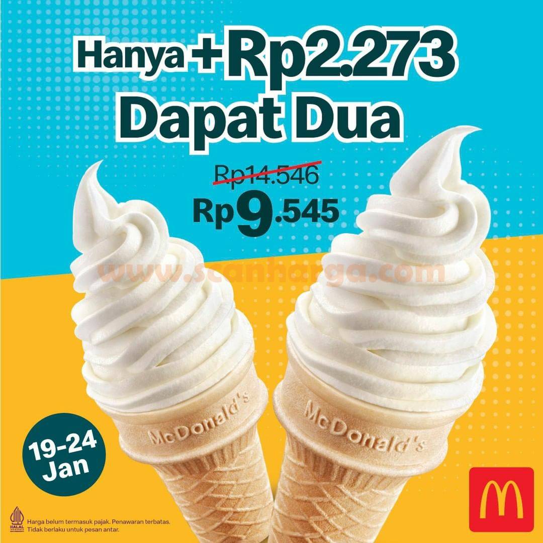 Promo MCDONALDS Ice Cream Cone – Hanya Tambah +Rp2.273 DAPAT DUA