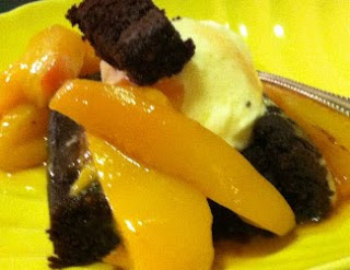 Chocolate Cake with Peaches