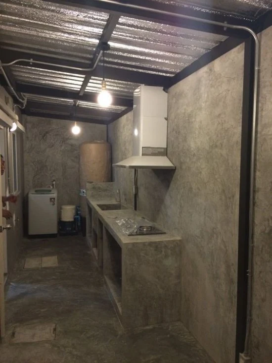 gambar inspiratif meja dapur cor dengan beton ekspos