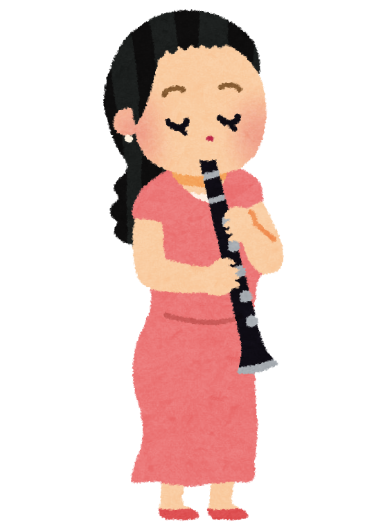 無料イラスト かわいいフリー素材集 クラリネットを吹く女性のイラスト オーケストラ