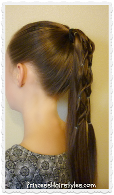Hair tutorial, criss cross woven ponytail hairstyle for school.