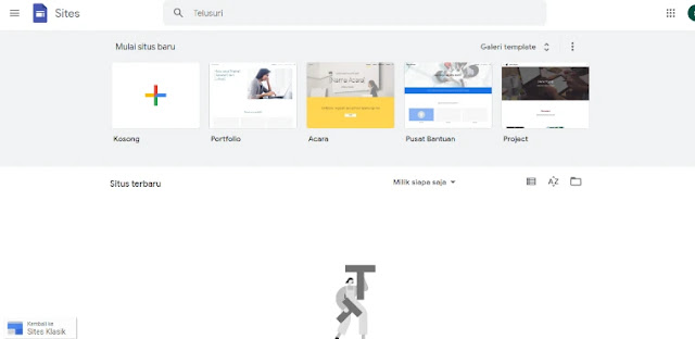 Cara Membuat Website Gratis Di Google: Dashboard Google Sites