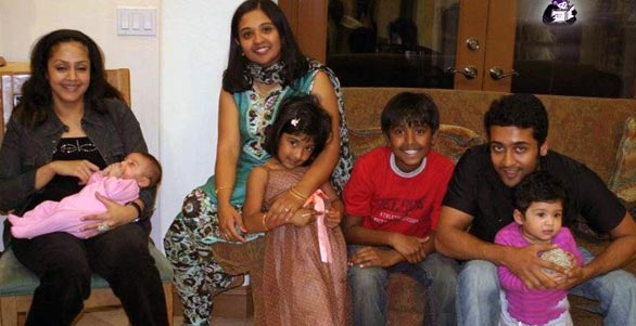Jyothika with son and surya with daughter(with Surya's sister and her children)