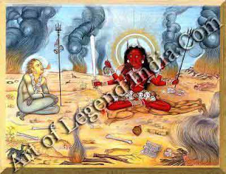 Ash smeared Shiva sitting in a cremation ground