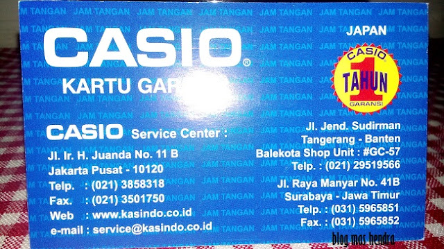 Kartu Garansi Resmi Dari Casio - Blog Mas Hendra