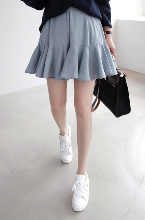  Flared Semi-Elastic Waist Skirt