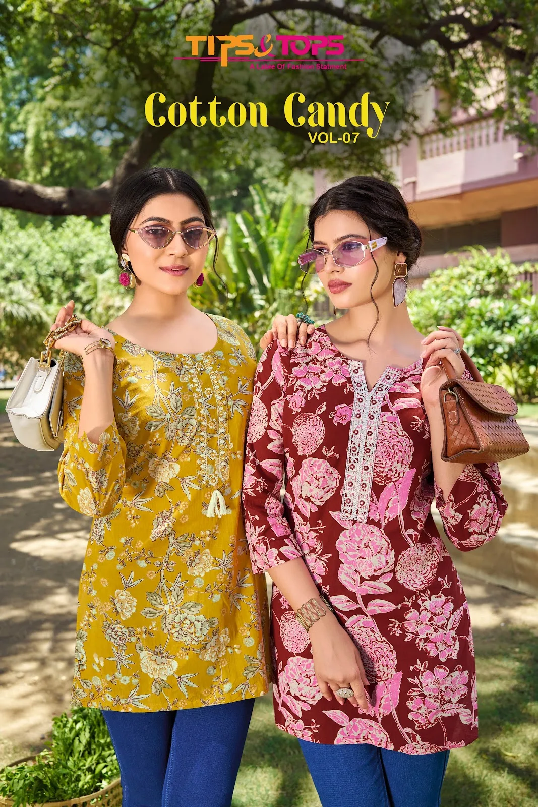 Cotton Candy Vol 7 Tips Tops Cotton Embroidery Work Short Kurtis