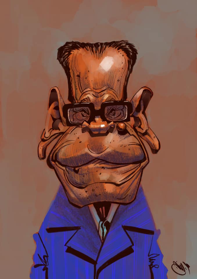 Naguib Mahfouz .. Caricature By Ali Al-Sumikh - Bahrain