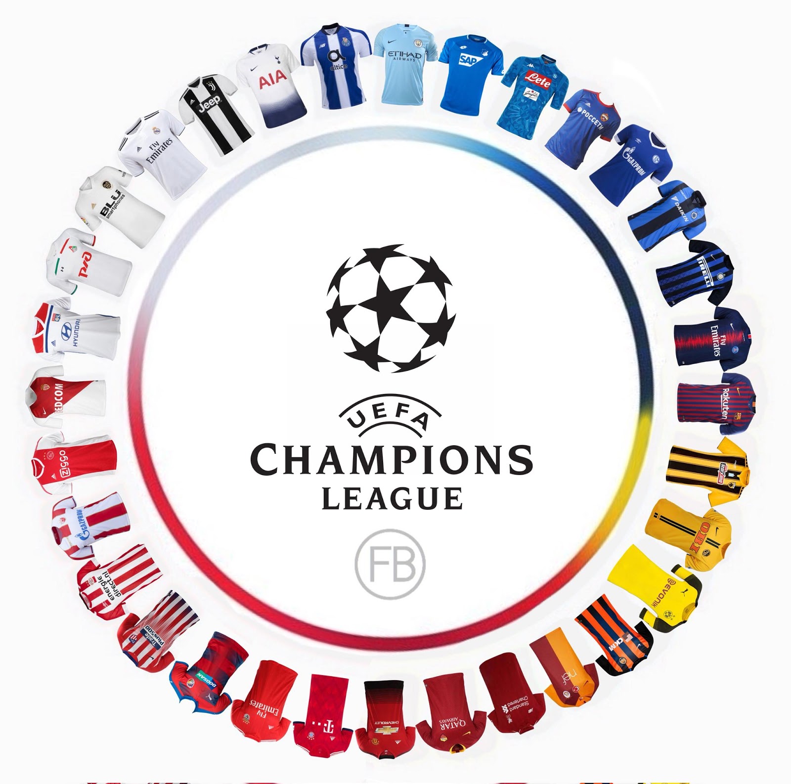 Overview All 32 Teams 18 19 Champions League Kits Footy