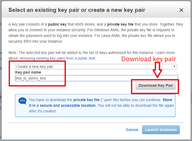 Download SSH Key pair for MEAN stack enviornment