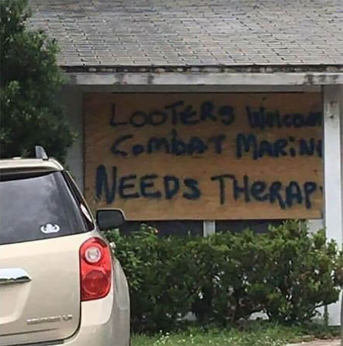 20 Funny Pictures About Hurricane Irma That Prove Floridians Haven't Lost Their Sense Of Humor - Looters Welcome Combat Marine Needs Therapy