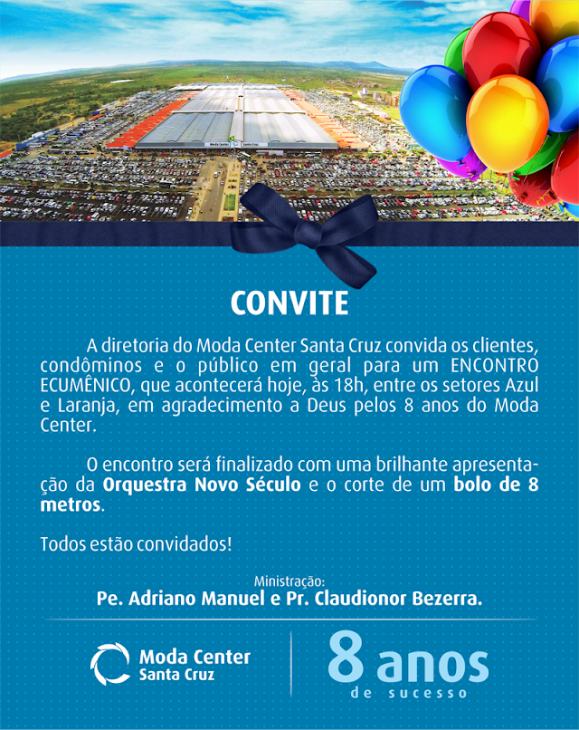 Encontro Ecumênico acontecerá nesta segunda-feira (13) no Moda Center Santa Cruz‏