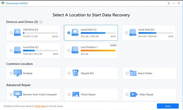 برنامج 4DDiG Windows data recovery