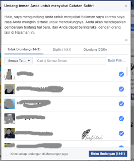 permintaan pesan undangan like halaman facebook