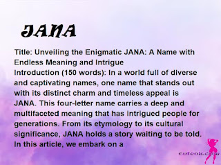 meaning of the name "JANA"