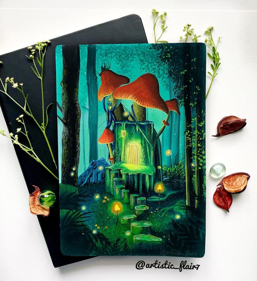 03-Fantasy-house-Gouache-Watercolor-Artistic-Flair-www-designstack-co