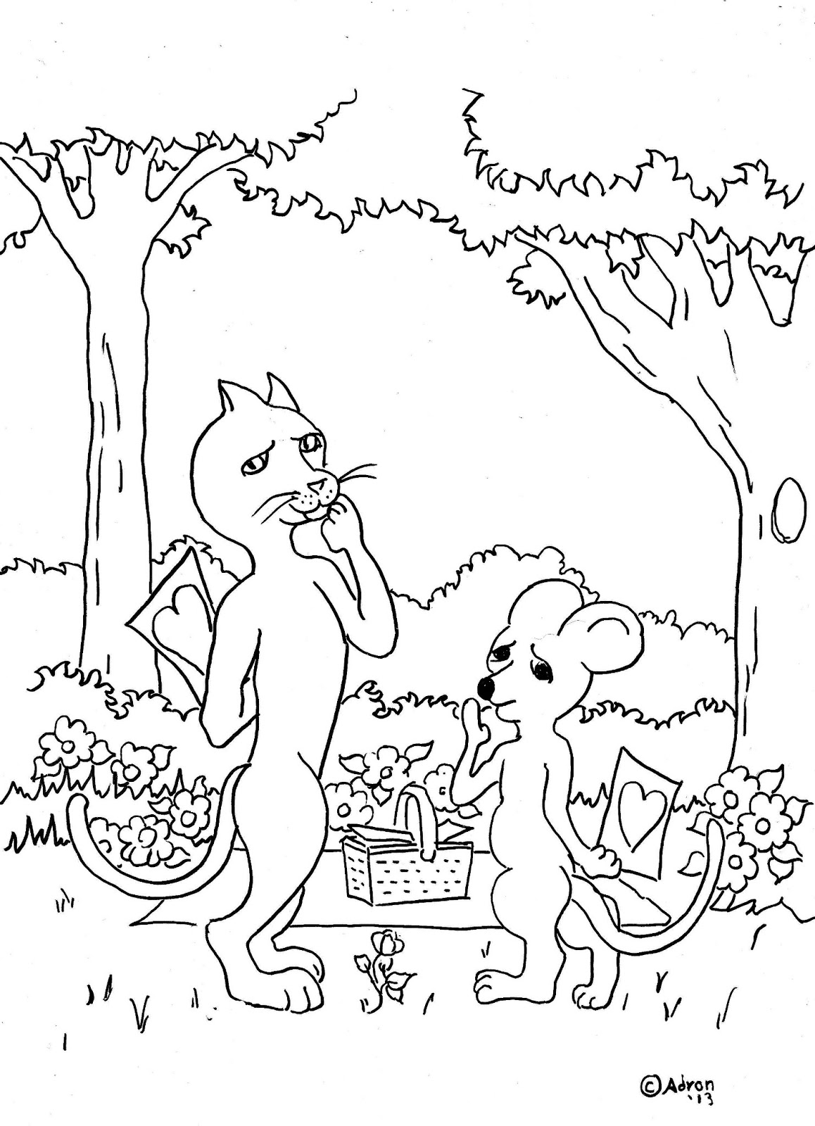 Download Coloring Pages for Kids by Mr. Adron: Valentine Love Cat ...