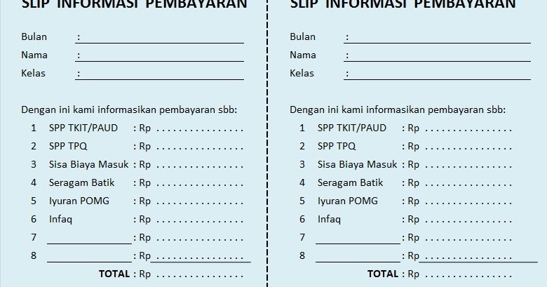 TKIT-TPQ BAITUL 'AINI: Slip Informasi Tagihan Pembayaran 