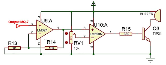 Implementasi Sensor Gas MQ-7 dengan sistem kendali analog