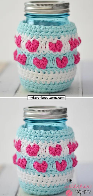 Free Crochet Jar Full of Love Mason Jar Cozy Pattern