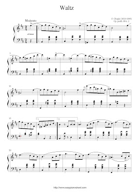 Partitura de piano gratis de Fryderyk Chopin: Vals (Op. postuma 69, No.2)