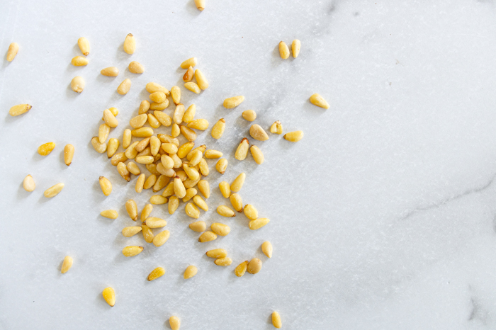 pine nuts on marble