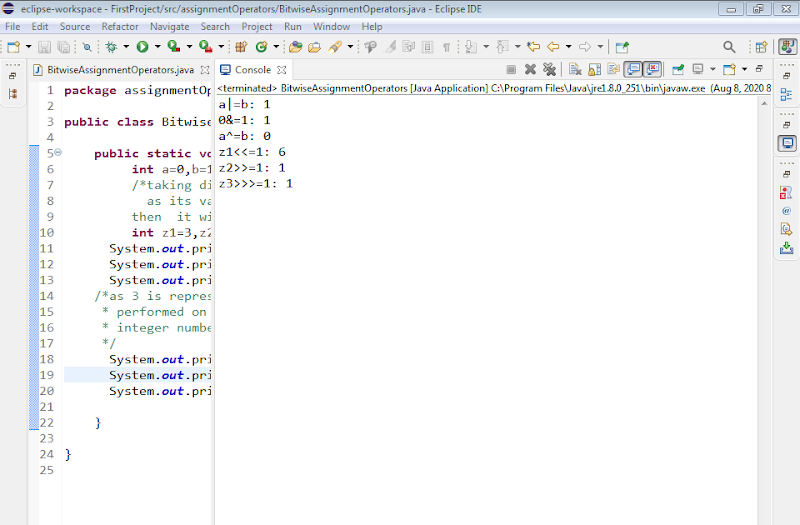 Bitwise Assignment Operators in Java example