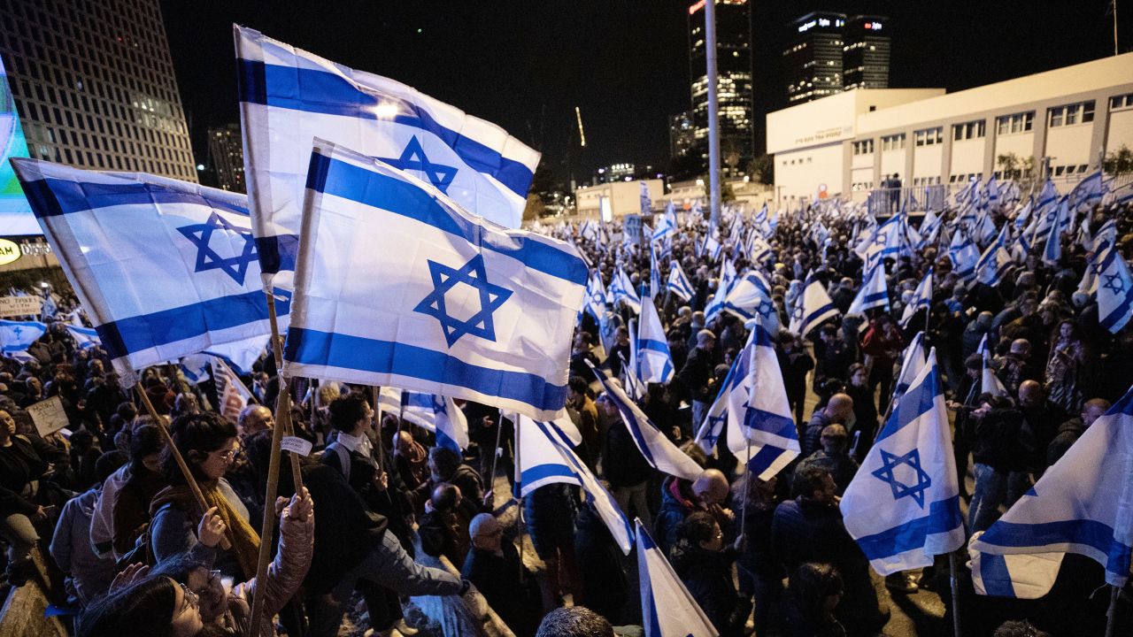 A protest unfolds in Tel Aviv
