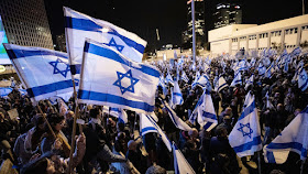 A protest unfolds in Tel Aviv