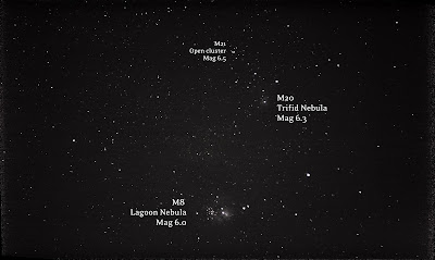 lagoon nebula and trifid nebula