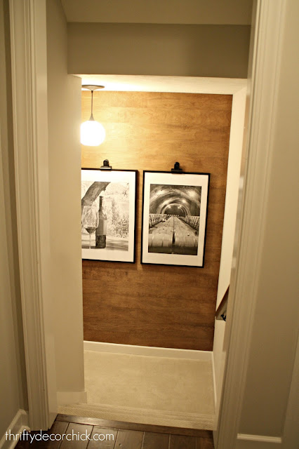 Fun wall treatment for the stair landing