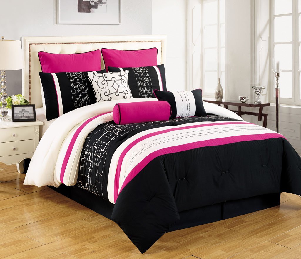 Pink Black and White Bedding Sets for Girls, Tweens and Teens