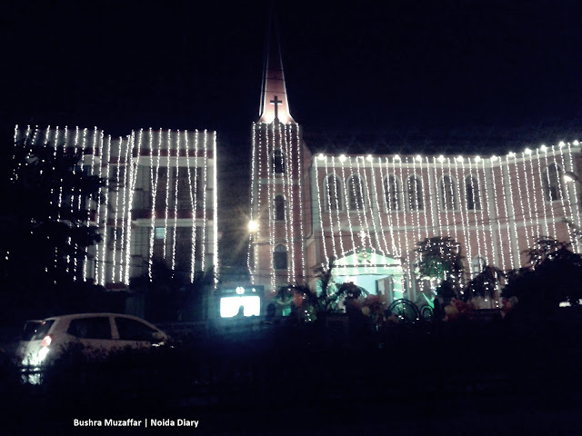 Noida Diary: Christ Church in Night decorated during festival