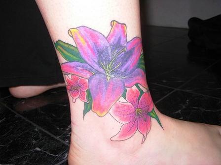 Flower ankle tattoo.