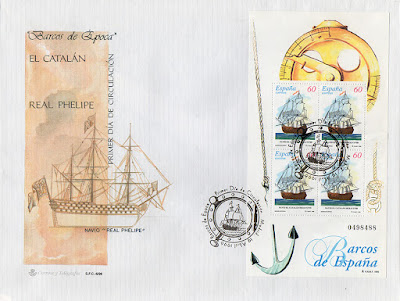 sobre, sello, filatelia, barco, El Catalán, navío