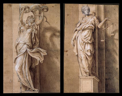 Giulio Campi drawings - La Prudence and La Justice