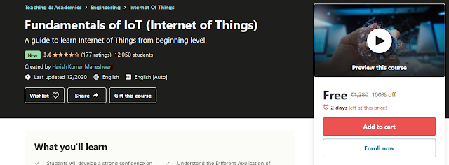 Fundamental Of IOT ( Rs. 1280) Free with Professional Certificate