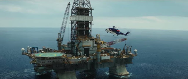 chopper landing on the Deepwater Horizon oil rig