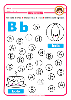 LETRA B: Atividades de alfabeto para homeschooling