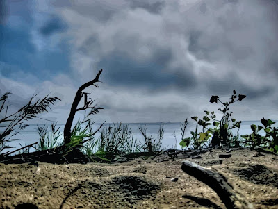 HDR photo, sand, lake shore, beach