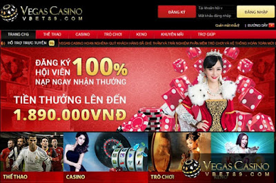 Giao diện trang cờ bạc trực tuyến Vegas89.com.